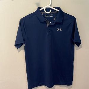 NWOT, Under Armour short sleeve polo style shirt, navy blue, Youth Large